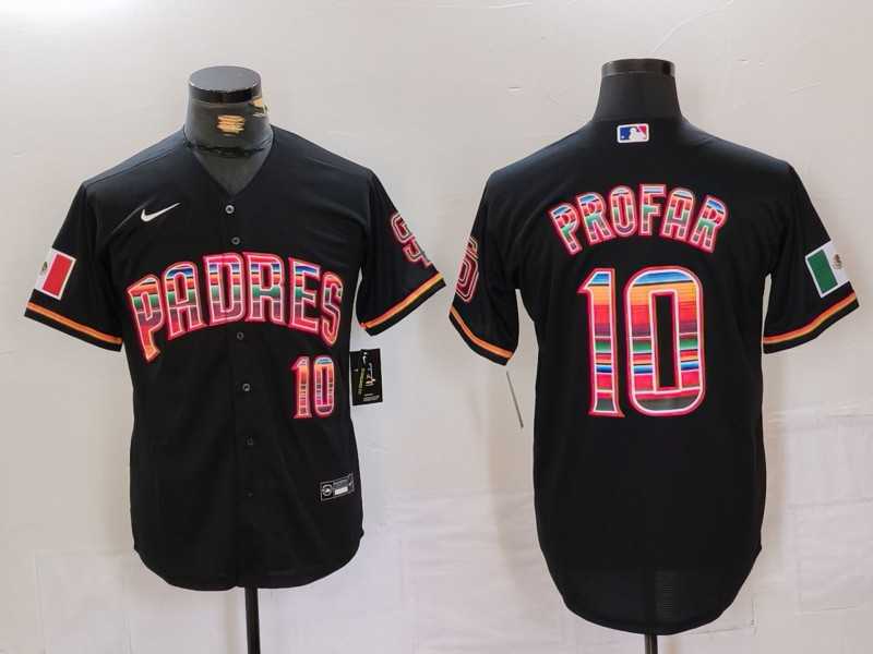 Men%27s San Diego Padres #10 Jurickson Profar Black Mexico Cool Base Stitched Jersey